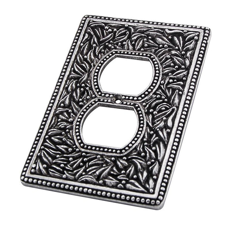 San Michele 1-Gang Duplex Outlet Wall Plate, Antique Silver