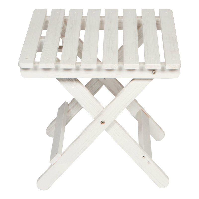  Grandview Assembled Folding Square Outdoor Side Table, Eggshell White