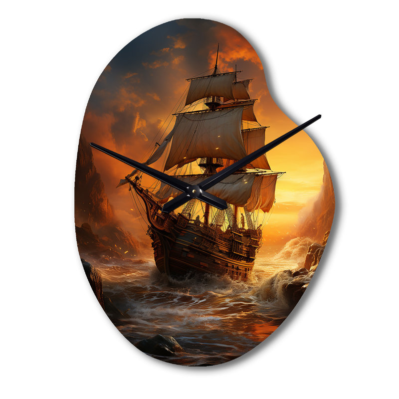 Altessa pirate bateau pillage héritage - pirate horloge murale de forme irrégulière, horloge murale moderne asymétrique