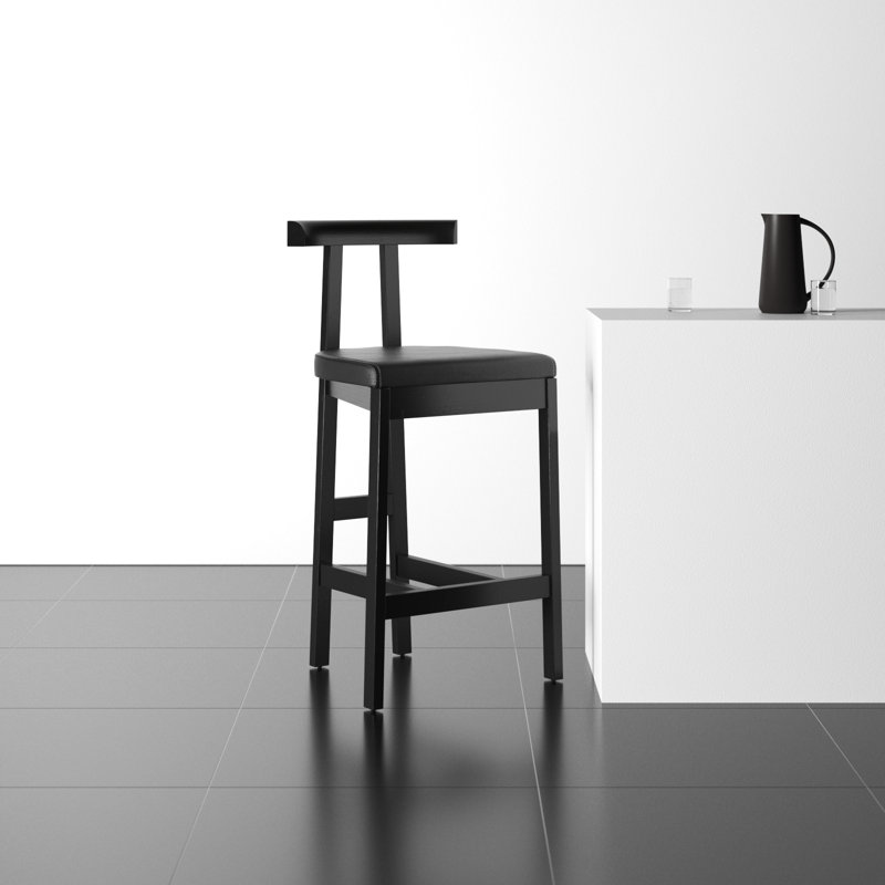 Seville Leather Bar & Counter Stool, Bar Stool (30” Seat Height), Black