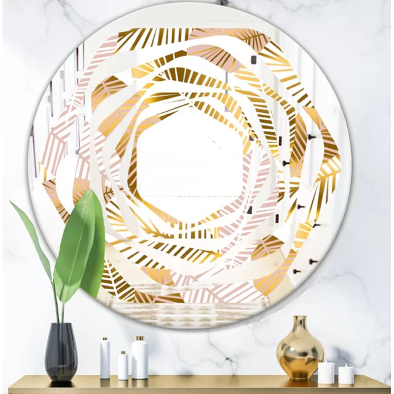 Miroir mural Whirl Coastal, 31,5 po x 31,5 po, Feuilles de palmier II