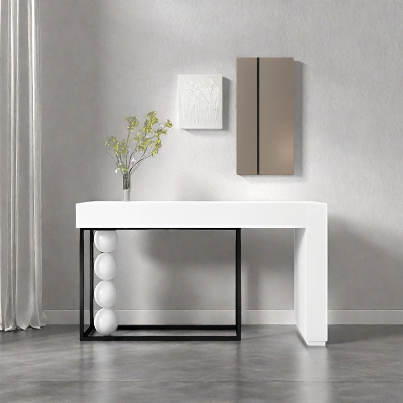 Console Modern Minimalist Art, Noir / blanc, Blanc, H 35,43 po x l 47,24 po x P 15,75 po