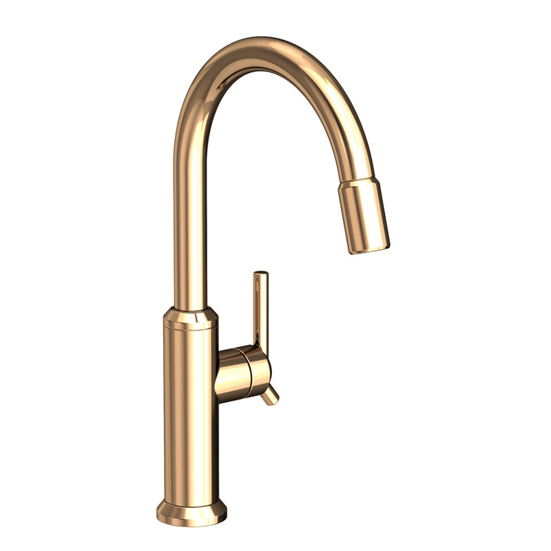 Jeter Single Handle Pull Down Kitchen Faucet, French Gold (PVD)