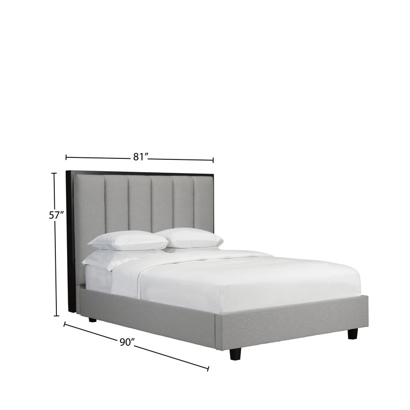 Lit plateforme en tissu d’ameublement Haywards, Gris, Très grand