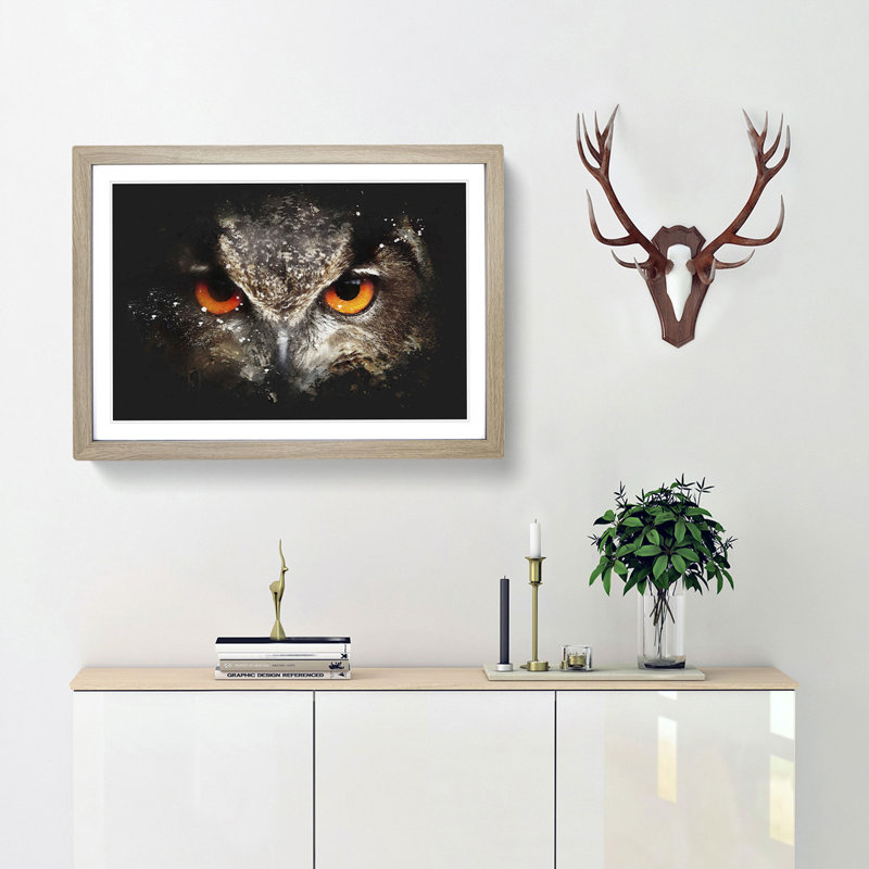 Great Horned Owl - Framed Print, Oak Framed, 62cm H x 87cm W x 2cm D