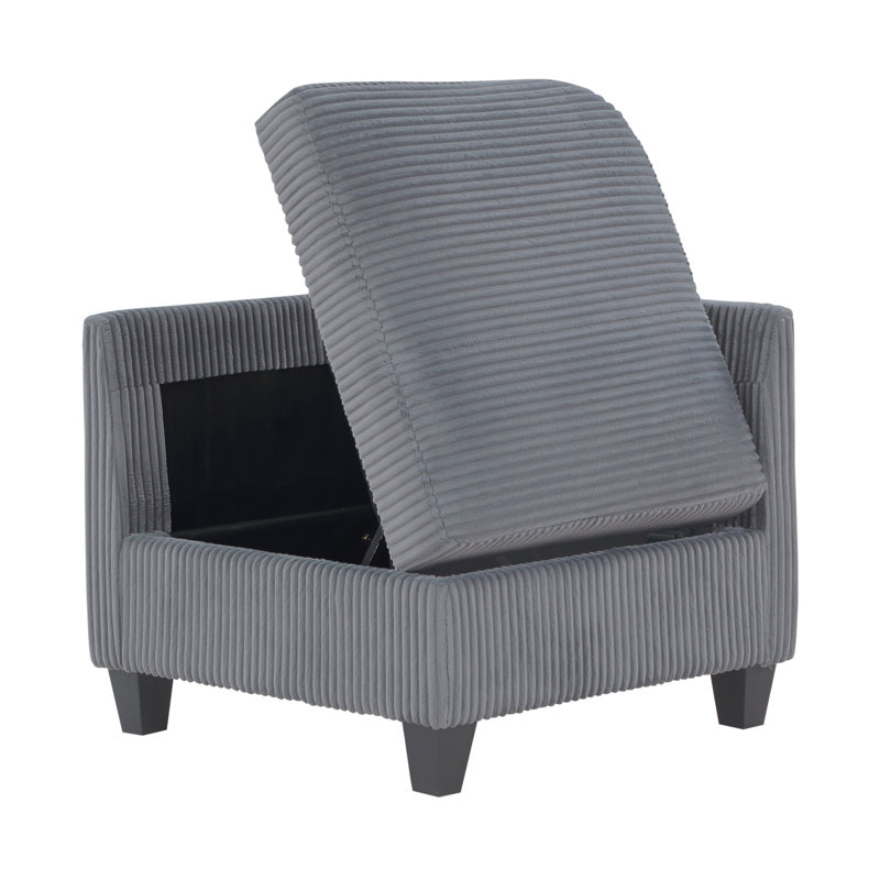 5-Piece Modular Sectional With Storage Seats, 35.5" H x 89" W x 89" D, Dark Gray Fabric