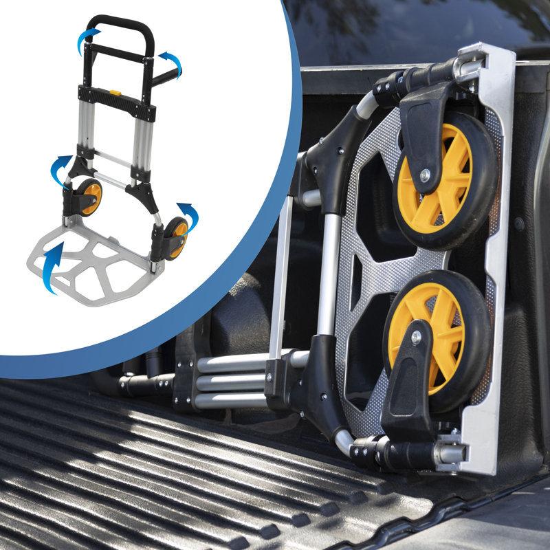 Heavy-Duty Folding Aluminum Hand Truck Dolly with Rubber Wheels