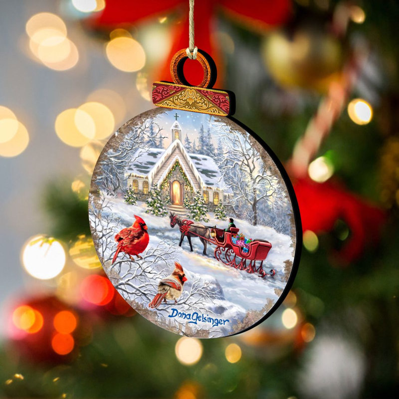 Sleigh Ride Wooden Ornament by Gelsinger