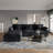 Slipcovered Upholstered Modular Sofa With Ottoman-110374989-110374990