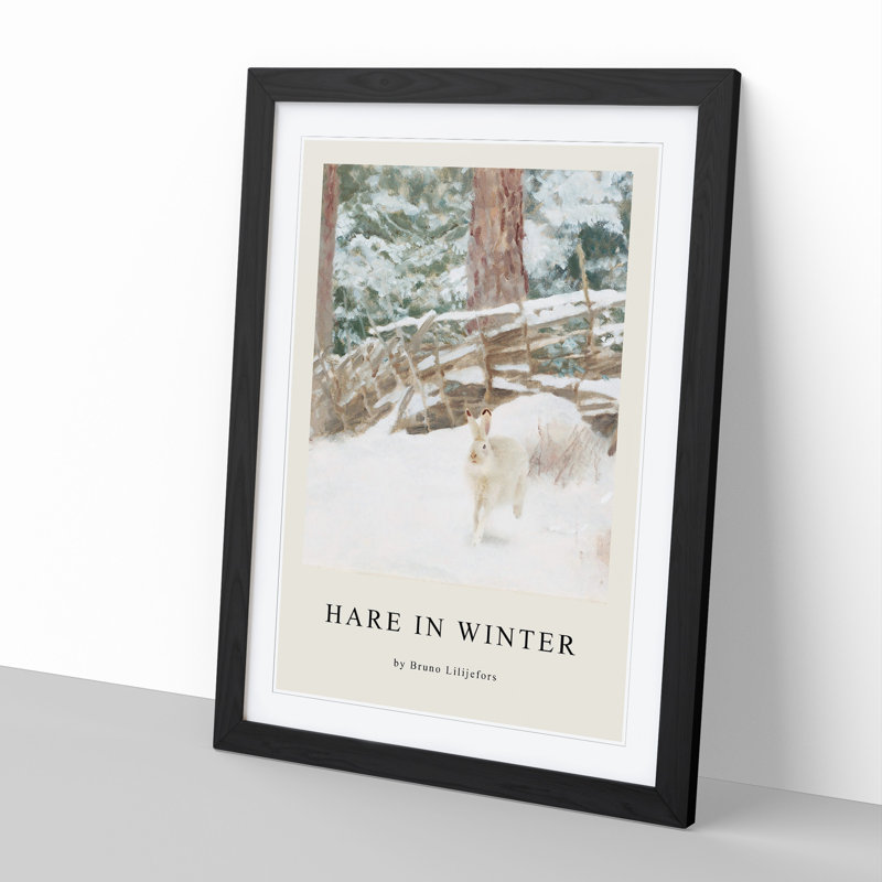 White Hare Vol.7 by Bruno Liljefors - Picture Frame Art Prints, 65cm H x 48cm W x 2cm D, Black Framed