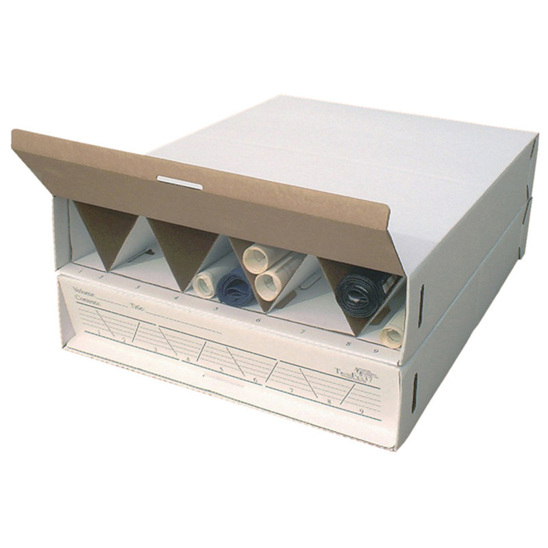 Corrugated, Cardboard Rolled Files Box, 6.5" H x 29" W x 27" D