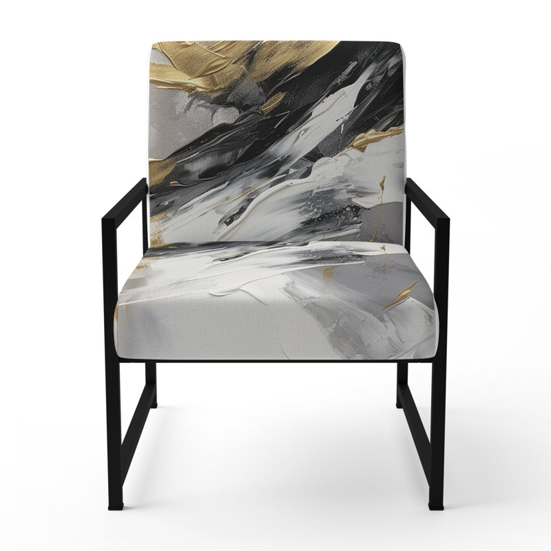 Mystery Awakening - Upholstered Abstract Accent Arm Chair, Black