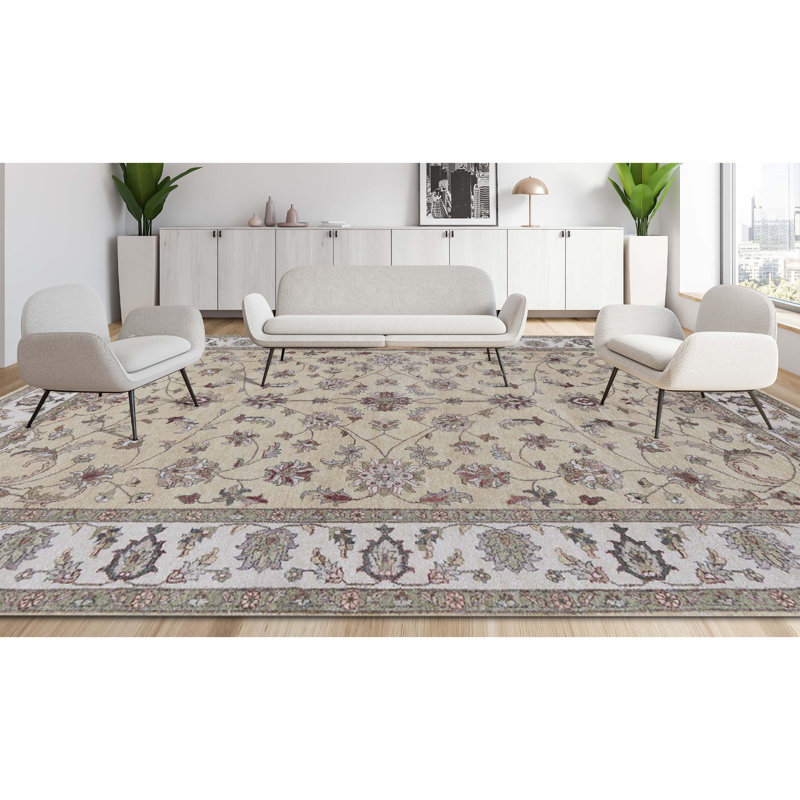 Ziegler Wool Oriental Area Rug in Gold/Beige