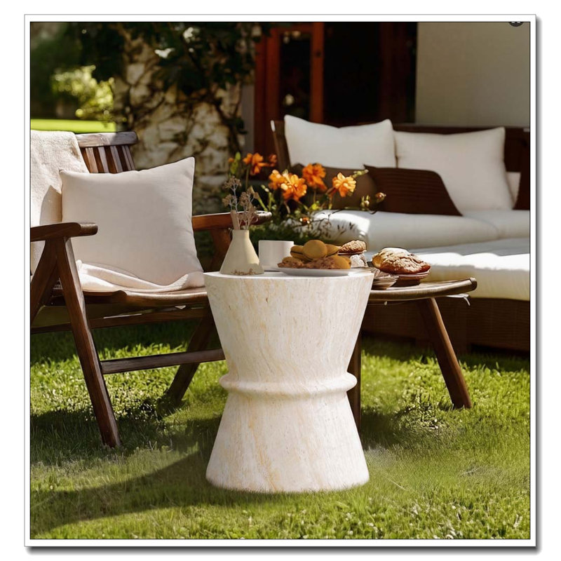 Table d'extérieur en béton pour l'extérieur, Beige, jaune-sablier