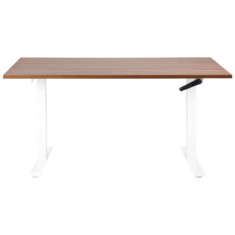Nateasha Adjustable Metal Base Standing Desk, 119cm H x 160cm W x 72cm D, White, Brown