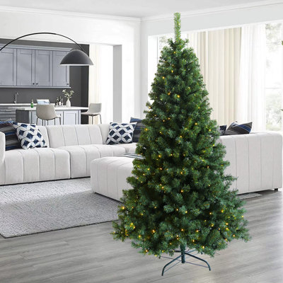 6 Ft. Pre-Lit Artificial Christmas Tree Hinged Xmas Tree With  Foldable Stand