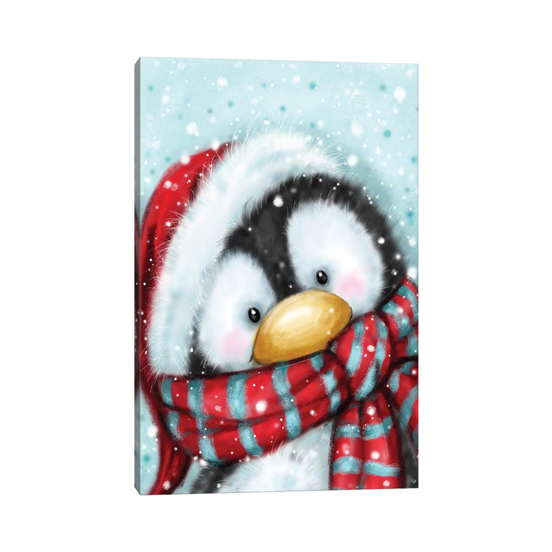Penguin With Santa S Hat by MAKIKO - Wrapped Canvas Print, 30.48 cm H x 45.72 cm W