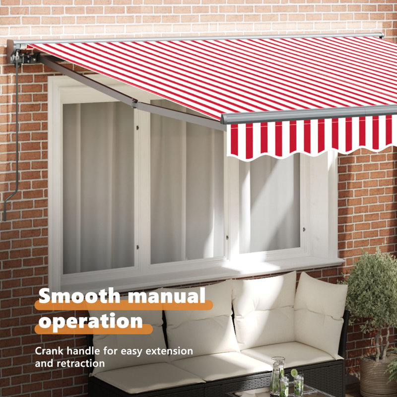 Brayden Studio Retractable Door / Window Awning, 300 cm W x 250 cm D, White/Red/Anthracite