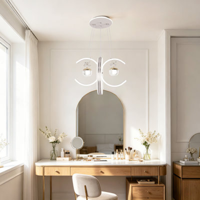 Luminaire suspendu moderne à DEL avec cristal, lustre à intensité variable 3 couleurs pour îlot de cuisine, salle à manger et chambre à coucher
