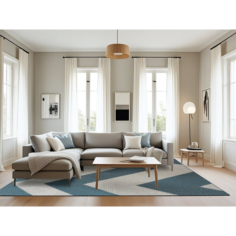 Tapis bleu à chevrons Fairmount, Rectangle 8 pi x 10 pi