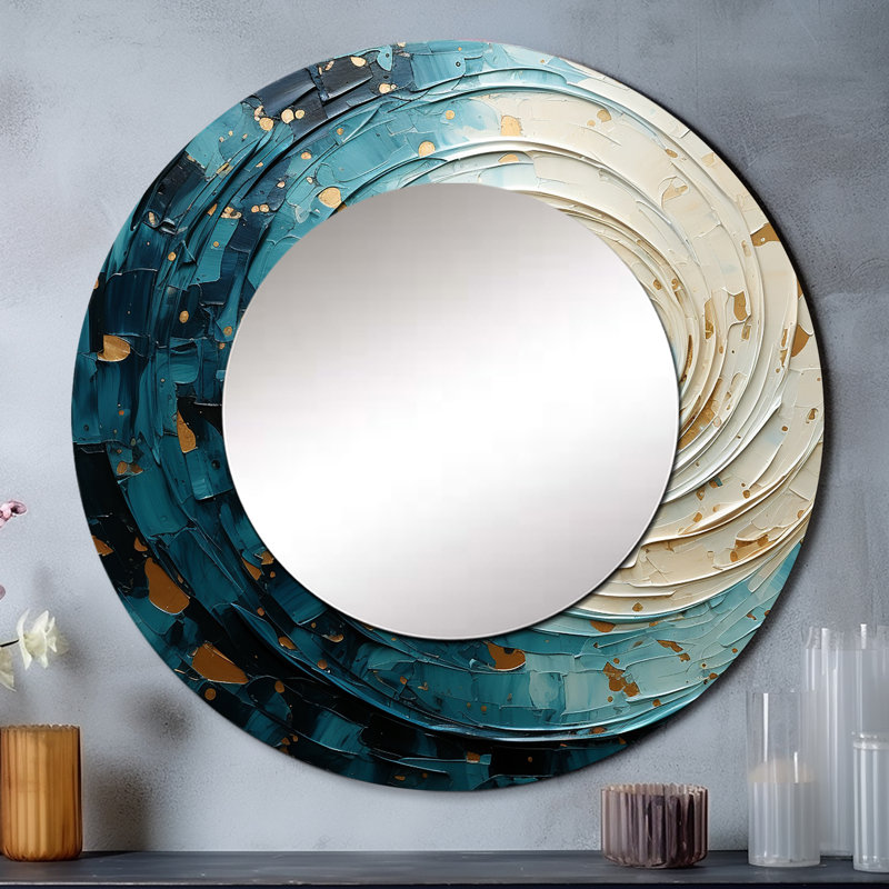 Spirales célestes II - miroir spirales abstraites, 23 po x 23 po, Rond