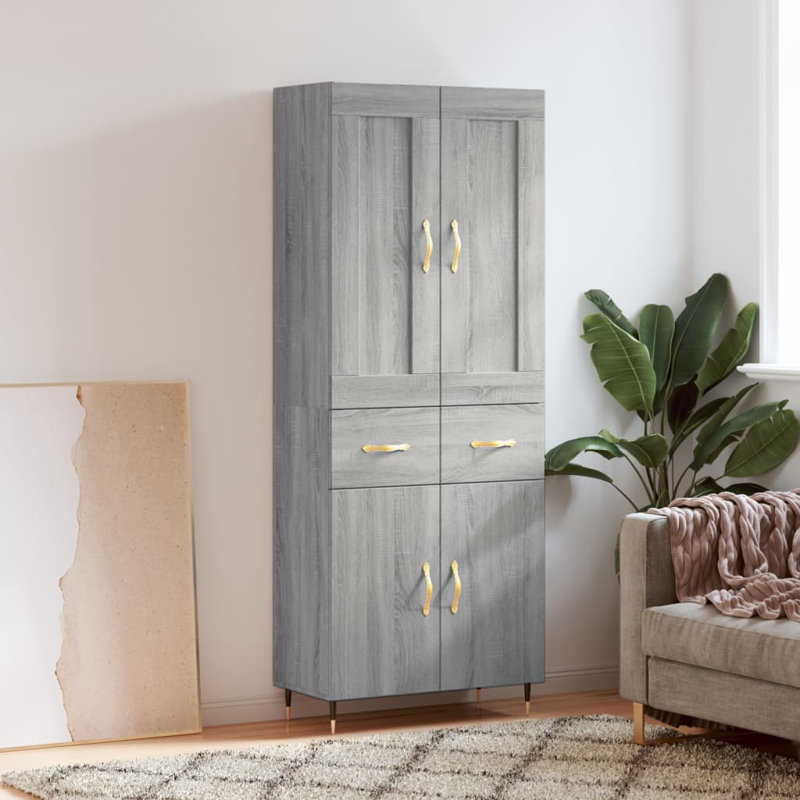 Yarbro 4 Door Wardrobe, Grey Sonoma