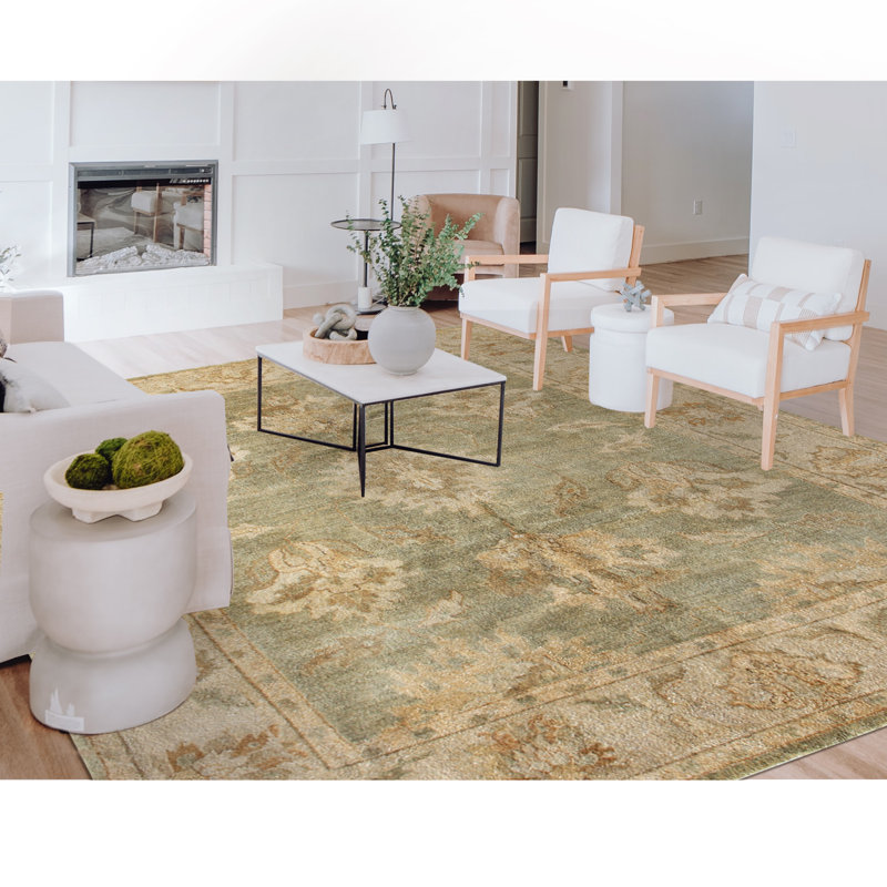 Hand Woven Wool Floral Area Rug, Rectangle 3' x 5'