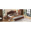 Structure de lit plateforme très grand avec tête de lit à vagues rétro, support de lattes en bois, aucun sommier nécessaire, assemblage facile, structure robuste, mobilier de chambre à coucher avec design rétro classique, noyer foncé-1935071525