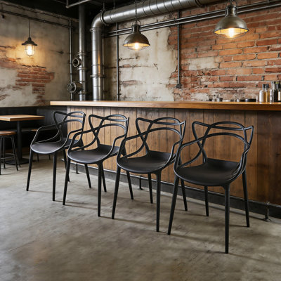 Plastic Dining CHAIR 4PCS BLACK