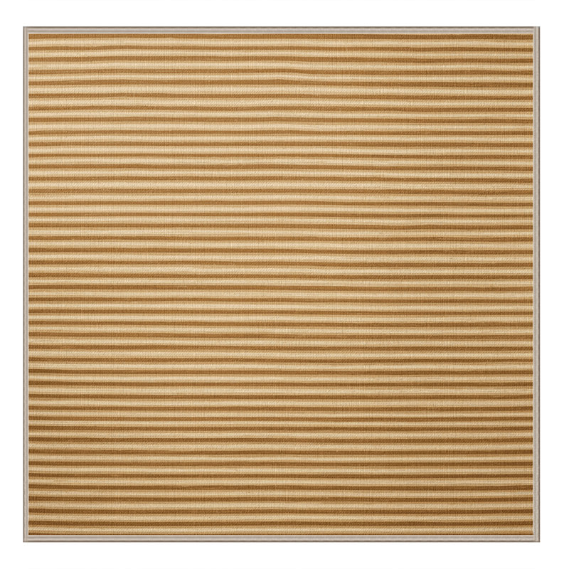 Machine Washable Horizontal Stripes Brown Area Rug, Square 4'