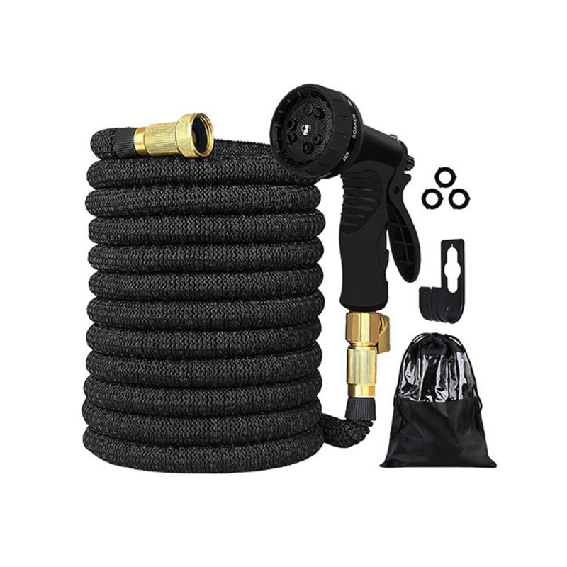 Enrouleur de tuyau de jardin extensible, 25', Noir