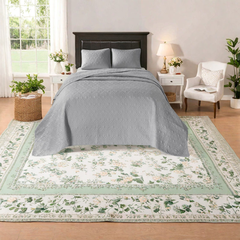 Ensembles de literie confortables en coton, design gris réversible pour la chambre à coucher