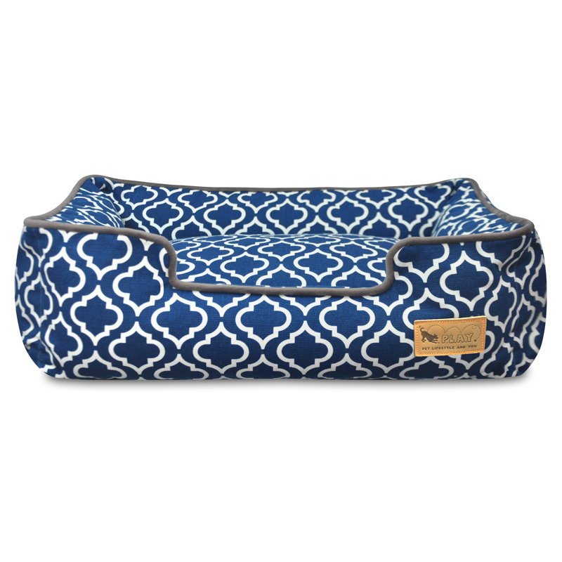 Geometric Cotton Pet Bed, Large (38" W x 30" D x 9" H), Navy