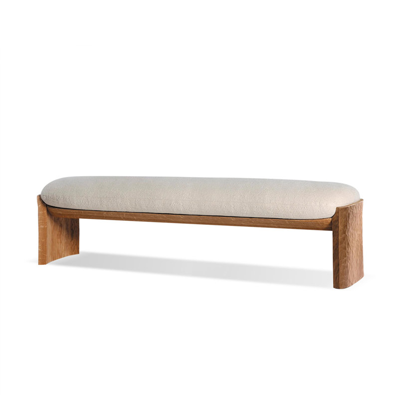 Modern Style Wood Upholstered Bedroom and Entryway Fabric Long Bench, 17.72" H x 70.87" W x 13.78" D