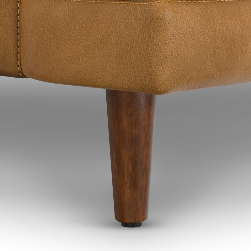 Livingston Sienna Leather 90-Inch Mid-Century Modern Sofa