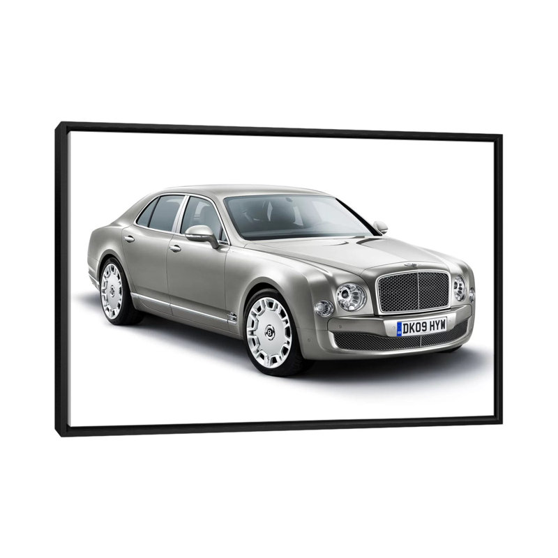Bentley Mulsanne Gray - reproduction sur toile tendue, H 18 po x l 26 po x P 1,5 po, Toile avec cadre flottant noir