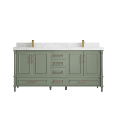 Moncef 72 po X P 22 po De meuble-lavabo double D Quartz brun Viola