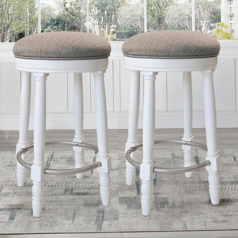 Ensemble de deux tabourets de bar avec fonction pivotante à 360 °, fabrication en bois, siège rembourré en tissu, idéal pour la cuisine, la salle à manger et le salon