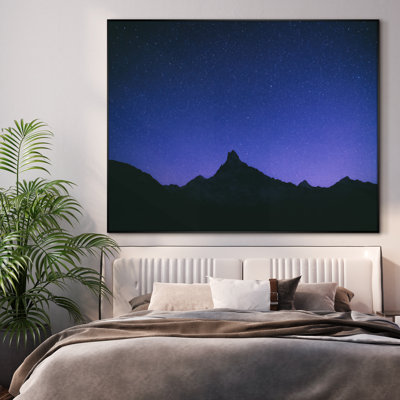 Extra Large Wall Art Fabric Print - Mountain Landscape for Nature Home Artwork Decor for Living Room or Bedroom - "Frame Assembly Required (Unfinished Frame)"
