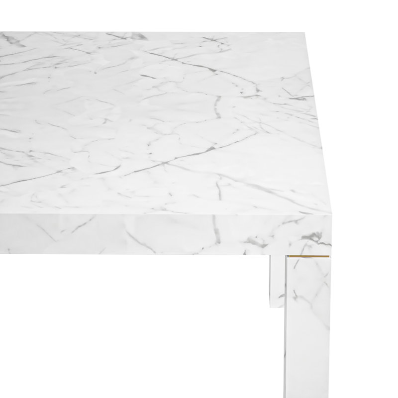 Federico Dining Table, Polished White Carrara