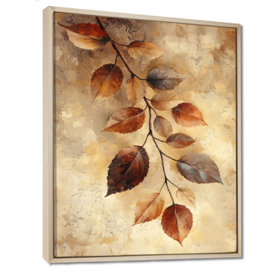 Brun sépia délavé II - feuilles, art mural