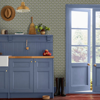 Joules Stately Floral Green/Blue Wallpaper