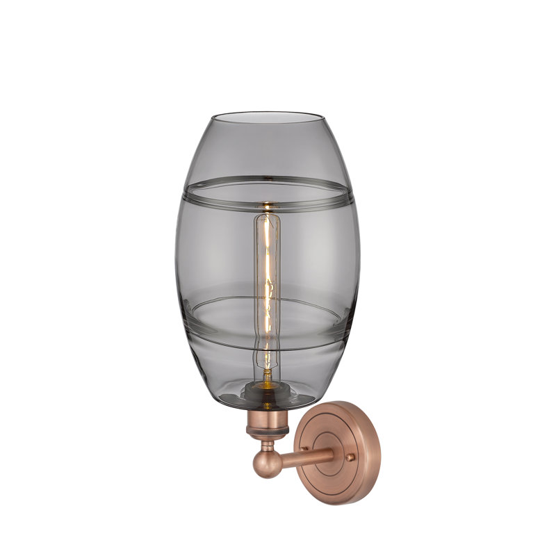 Applique murale en acier Bettylou, Gris fumée clair, H 12,13 po x l 8 po x P 8,5 po, Cuivre antique