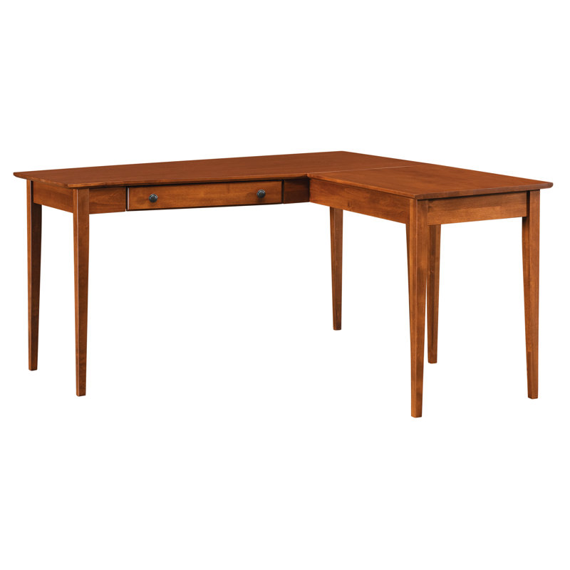 Malani Solid Wood L-Shape Desk, Antique Cherry