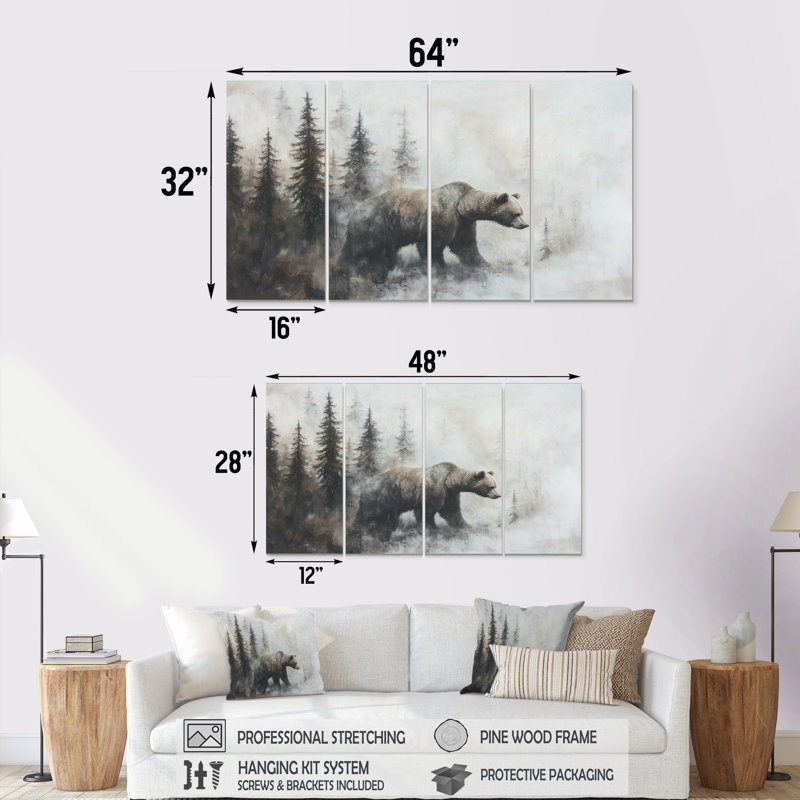 Art mural Shambaugh - Ours 2 - Art mural moderne sur toile, H 32 po x l 64 po, 4