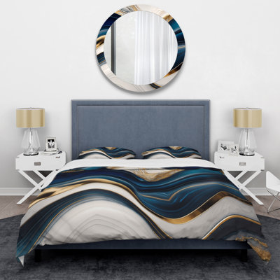 Abstract Geode Waves Blue III - Abstract Duvet Cover Set