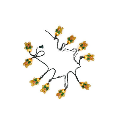 10 bonhommes de biscuits en forme de biscuits avec nœud papillon - fil vert 6 pi Gingerbread