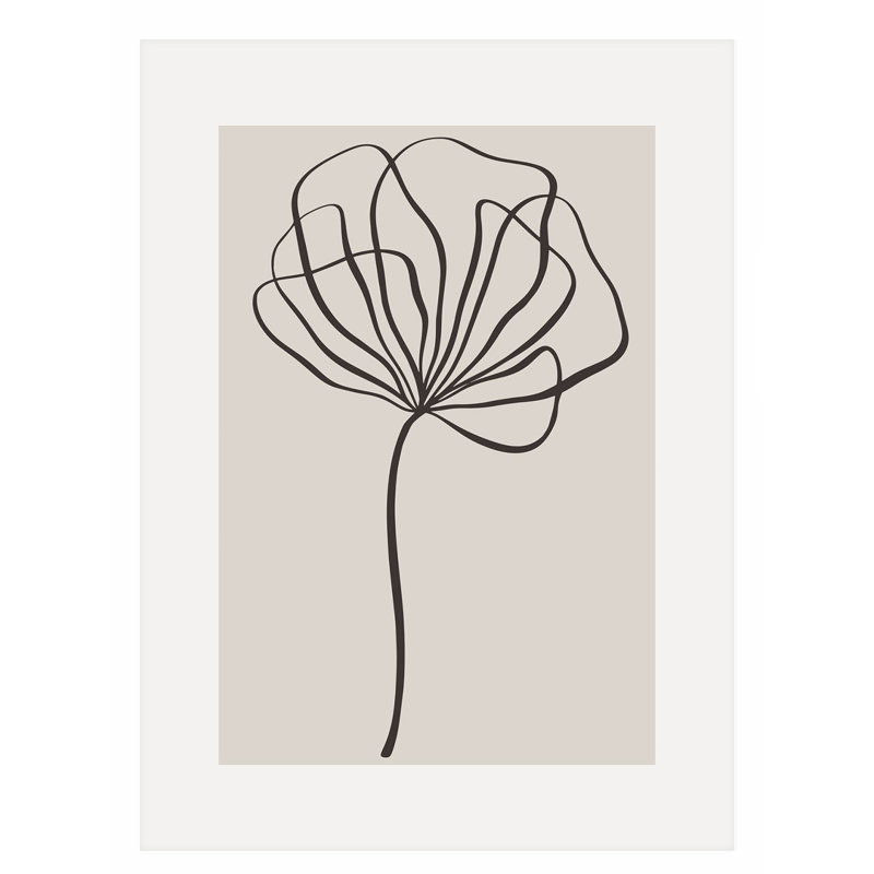 Floral beige, reproduction d'art moderne sans cadre, H 16 po x l 12 po