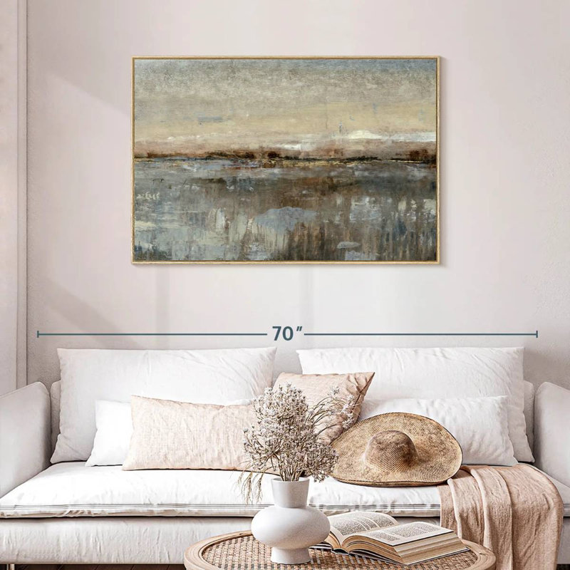 Grey Mist I, Floating Frame Natural Wood, 43" X 29"