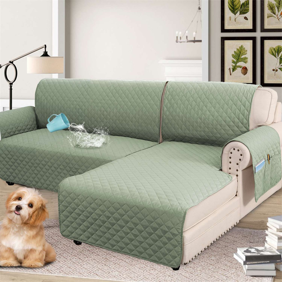 100% Waterproof Sofa Slipcover Machine Washable for L Shape Sectional Sofa 2 Piece Microfiber Fabric Box Cushion Slipcover Right Chaise Cover with Sofa Cover Bay Isle Home™